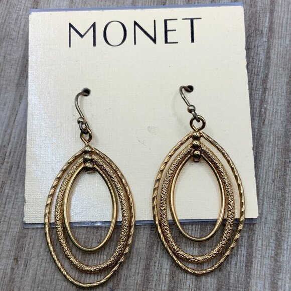 Monet Gold Silver Tone Dangling Circle BUNDLE Earrings - Picture 2 of 6